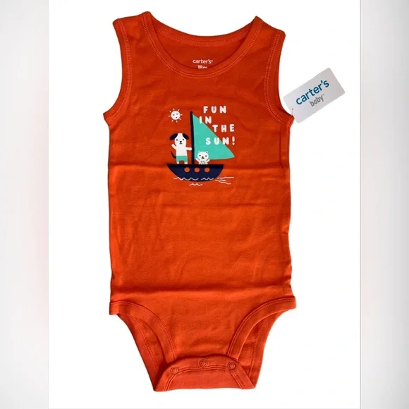 📌Carter's Soft Cotton 3-Piece BabyBoy Set (18 M) Pants-Short Sleeved-Sleeveless - Picture 2 of 8